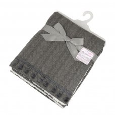 FBP232-G: Charcoal Grey Chevron Knit Wrap w/Tassel